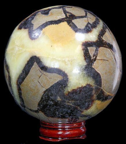 Polished Septarian Sphere - With Stand #43859